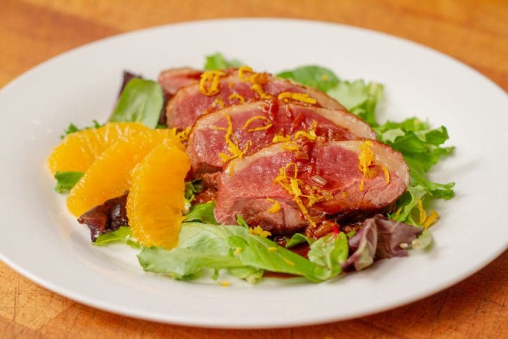 Canard à l’orange, sauce au chocolat Theobroma
